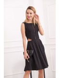 Rochie evazata cu sifon, neagra 1781 - Magazin online - Boutique